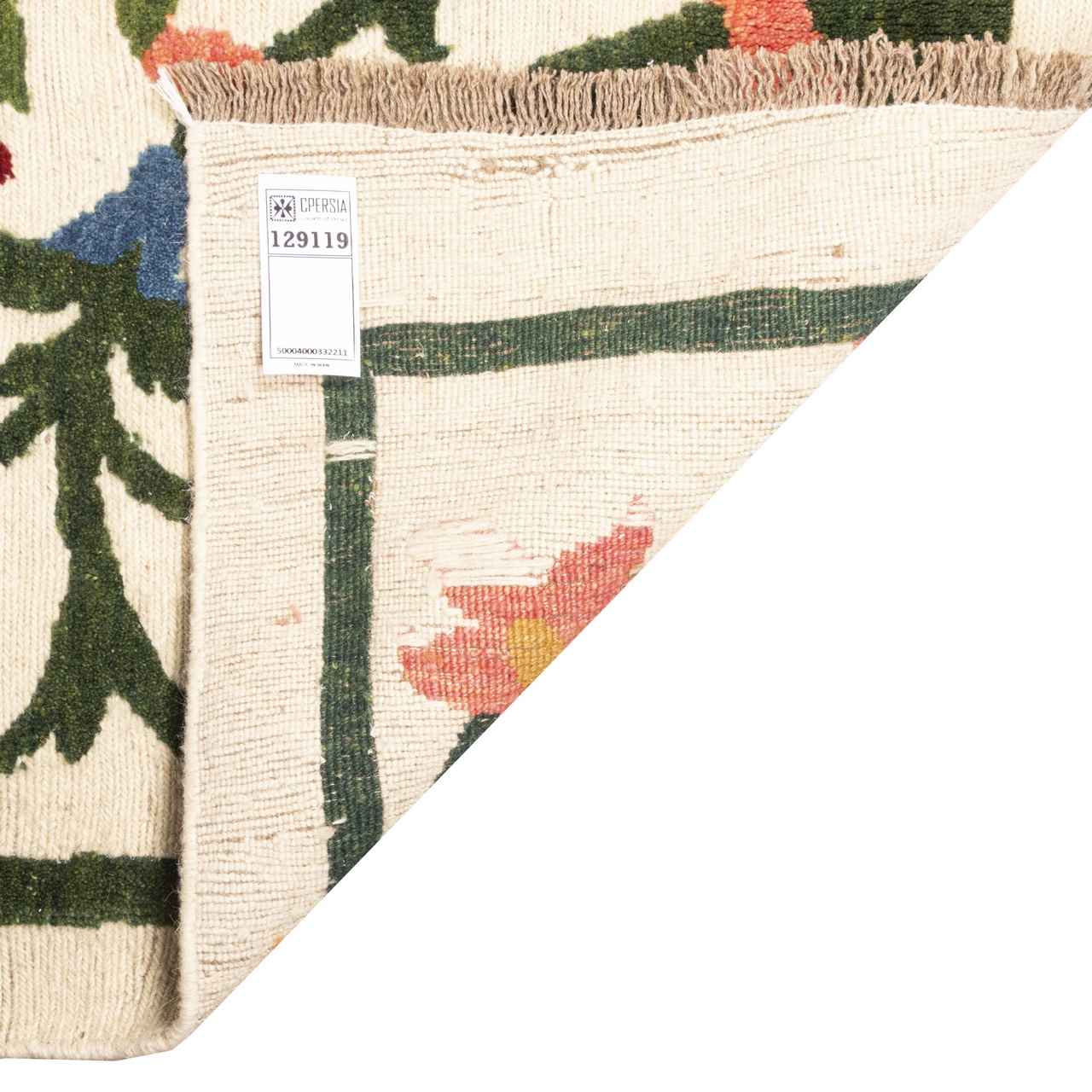 سجاد كليم إيراني أصيل من الصوف، مصنوع يدوياً في كرمان بتصميم الزهور