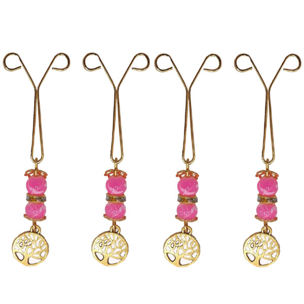 دبابيس حجاب على شكل حرف U بدون تعرج للنساء المسلمات بتصميم الشجرة (4 قطع)