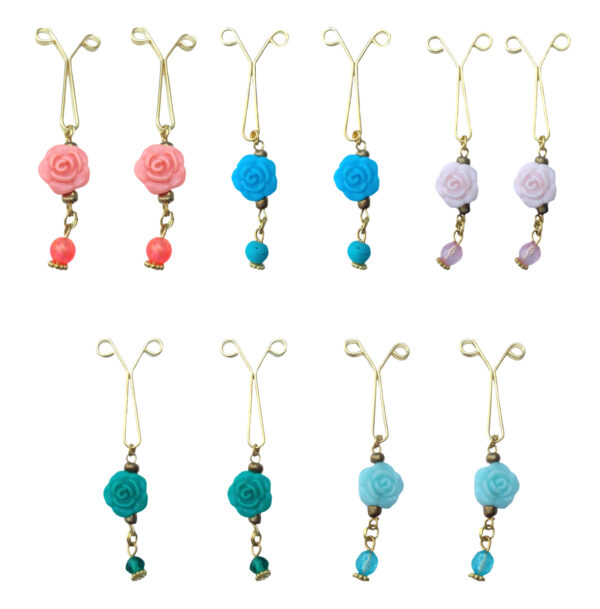 مجموعة دبابيس حجاب على شكل حرف U للنساء المسلمات مع قلادة زهور (10 قطع)