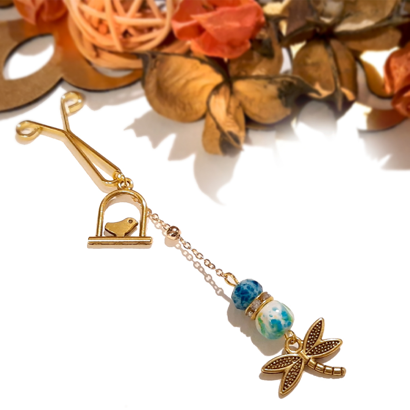 دبابيس حجاب على شكل حرف U للنساء المسلمات مع قلادة اليعسوب الطويلة