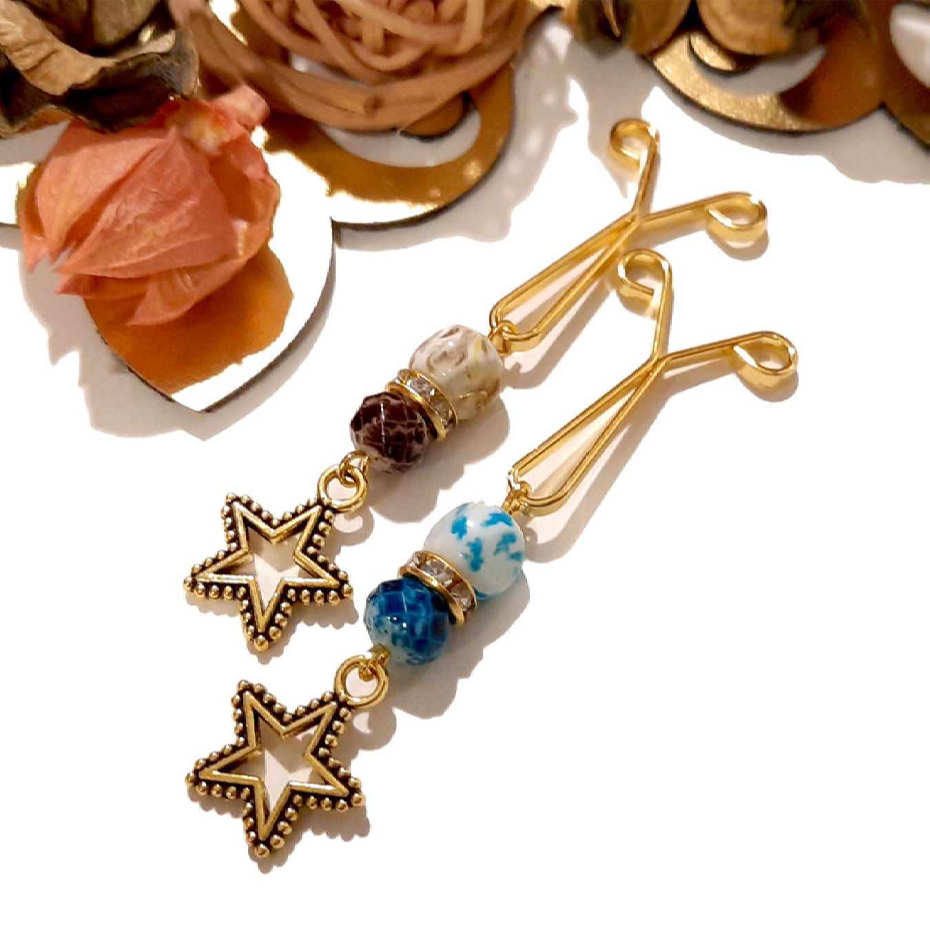 دبابيس حجاب على شكل حرف U للنساء المسلمات مع قلادة نجمة (4 قطع)