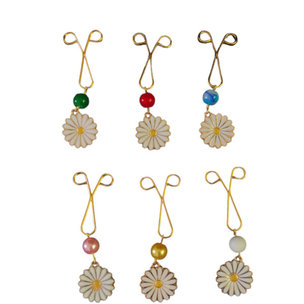 دبابيس حجاب على شكل حرف U للنساء المسلمات مع قلادة البابونج (6 قطع)