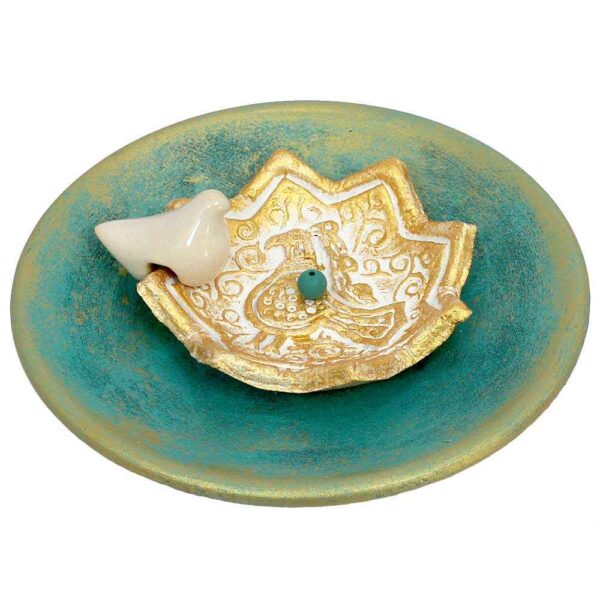 حامل بخور فخاري مصنوع يدويًا – تصميم طائر