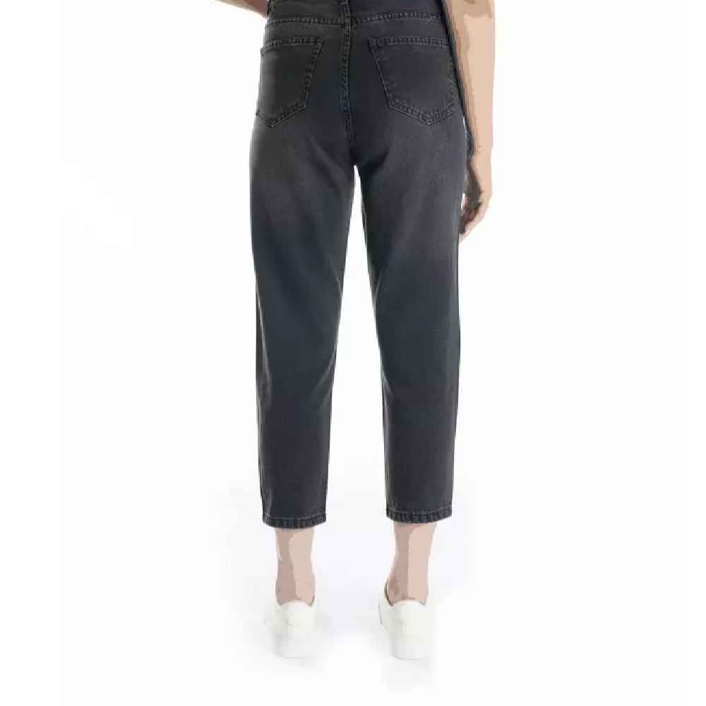 جينز بقصة موم بخصر عالٍ لأزياء النساء اليومية