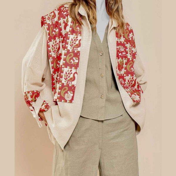 مانتو إيراني بقصة واسعة من قماش القطن للنساء