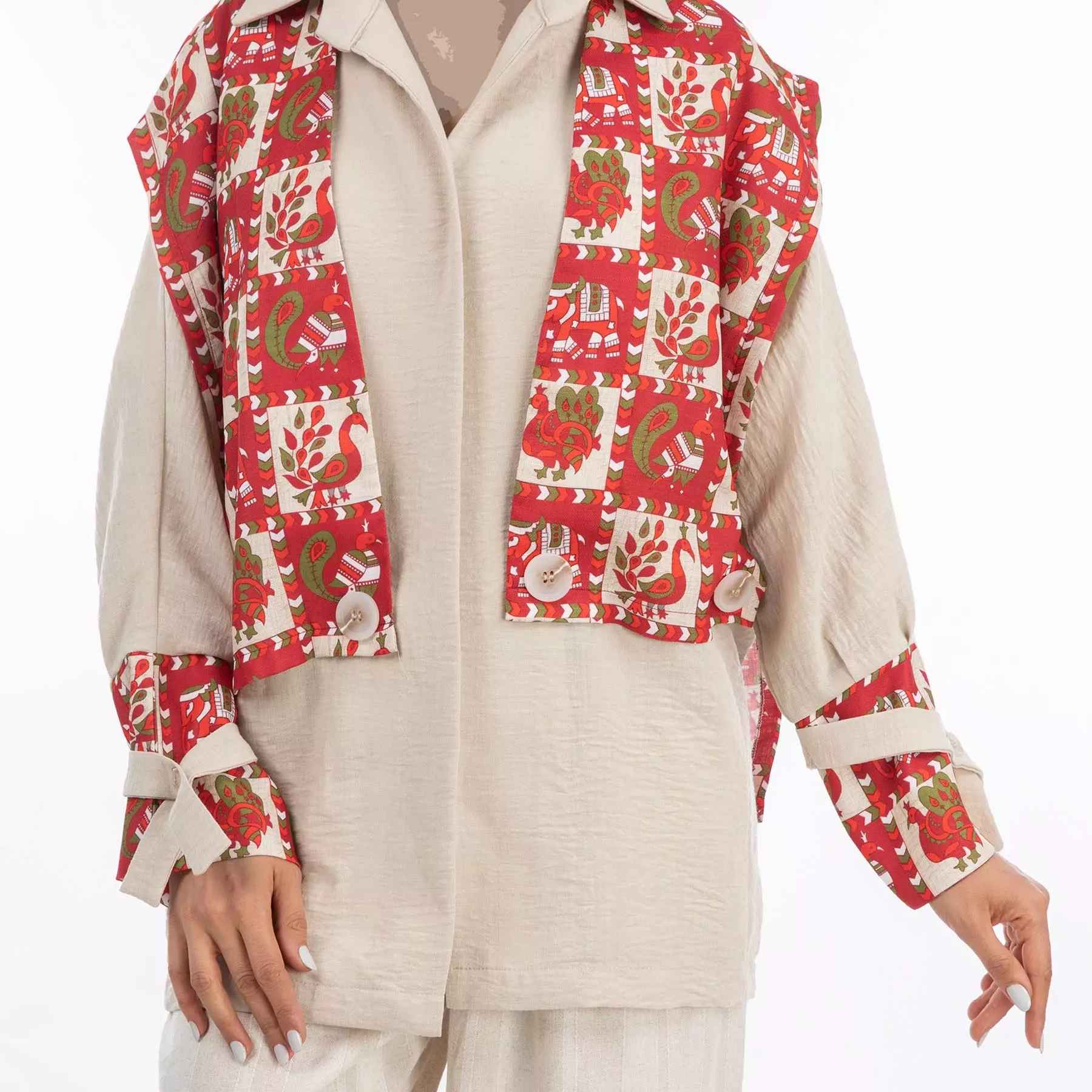 مانتو إيراني بقصة واسعة من قماش القطن للنساء