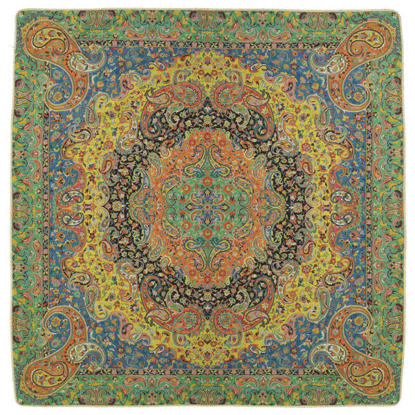 غطاء طاولة تيرمه إيراني فاخر بنقشة زهرية سيمورغ