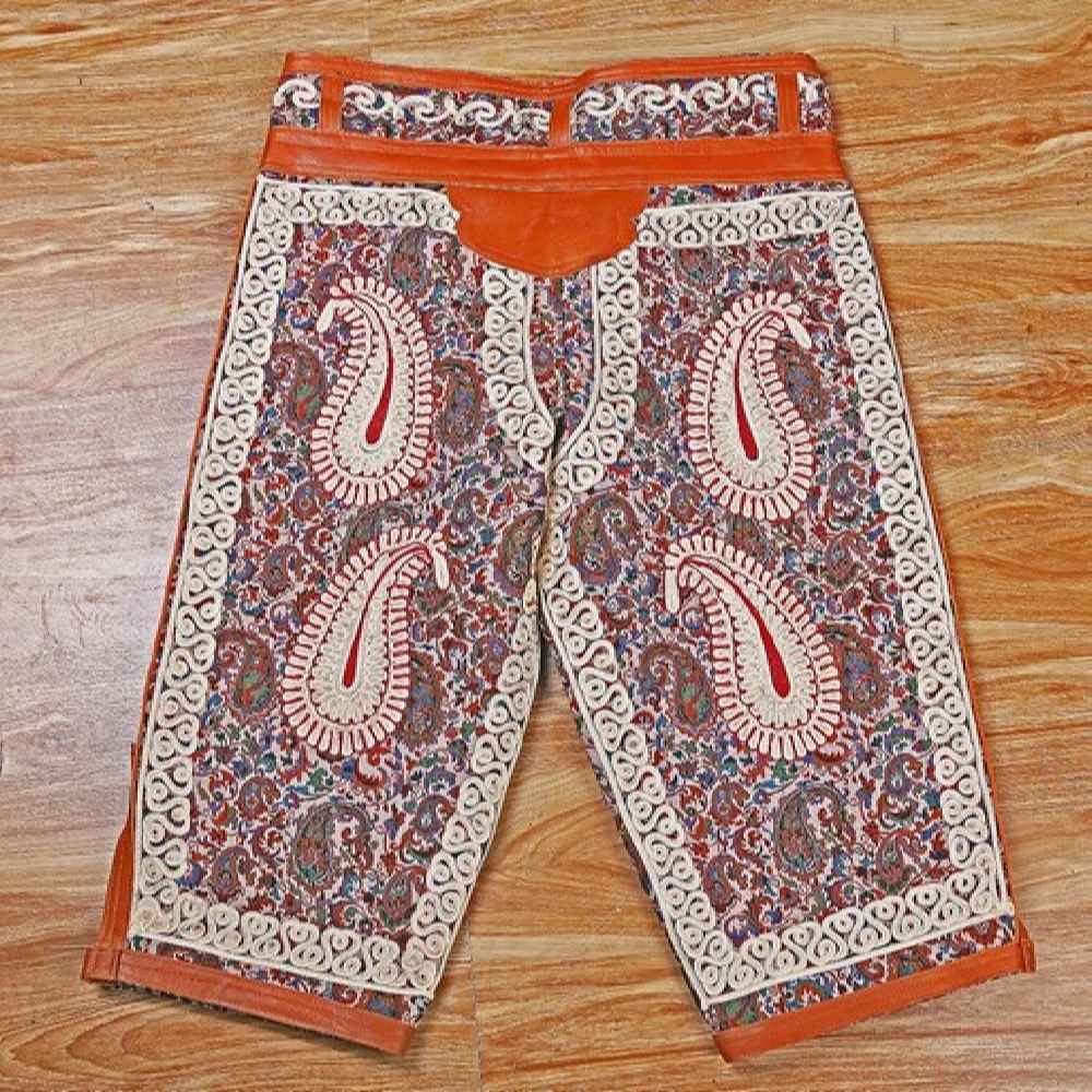 سروال رياضي زُورخانة إيراني قصير 3/4 بنسيج الترميد والجلد