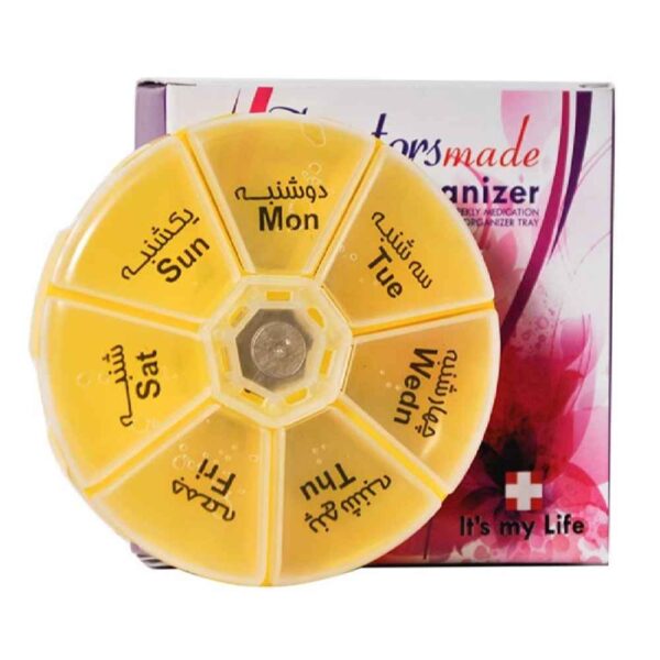 منظم حبوب لمدة 7 أيام مع 4 مقصورات وملصقات فارسية