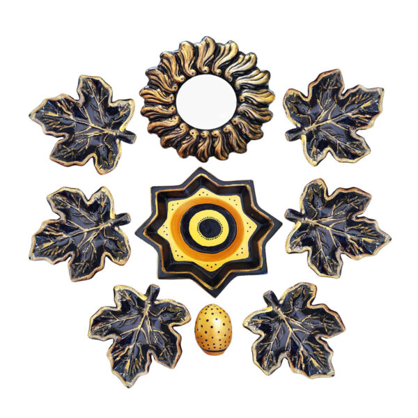 مجموعة أطباق السبعة تصميم ورقة مع مرآة مناسبة لنوروز