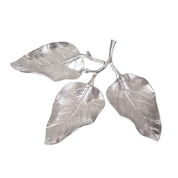 طبق تقديم للمقبلات والحلويات بتصميم أوراق الشجر