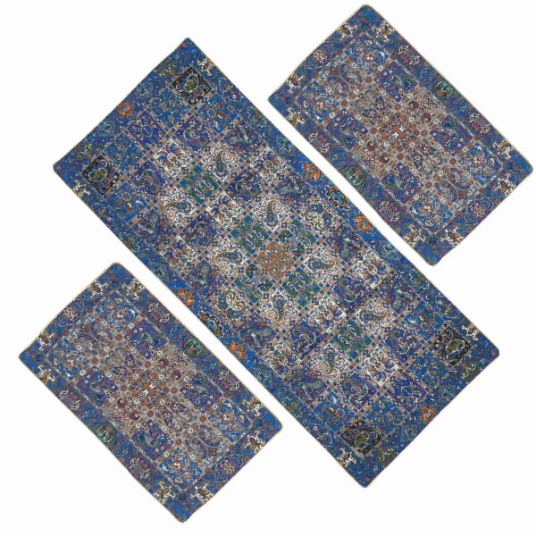 مجموعة من 3 غطاء طاولة إيراني فاخر من تيرمه يزد خشتي