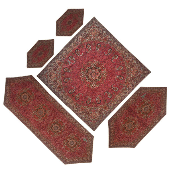 مجموعة من 5 غطاء طاولة تيرمه فاخر بنقشة البازلي الإيراني سيمرغ