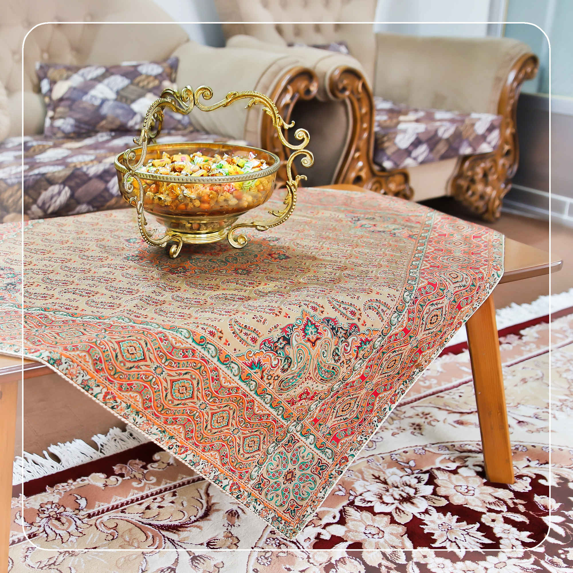 مجموعة من 5 غطاء طاولة تيرمه يزد فاخر بنقشة زهرية