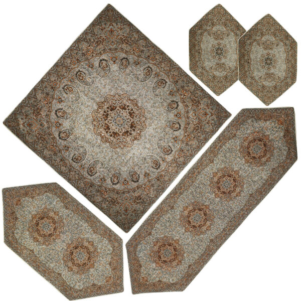 غطاء طاولة تيرمه فاخر بنقشة البازلي الإيراني ماهيني (5x)