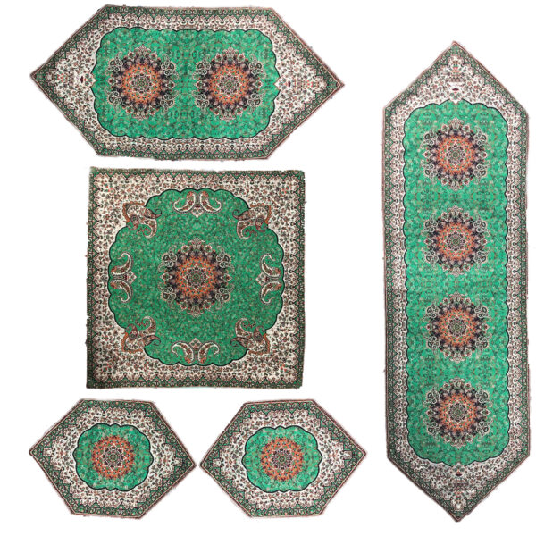 غطاء طاولة تيرمه فاخر بنقشة البازلي الإيراني تورانج (5x)