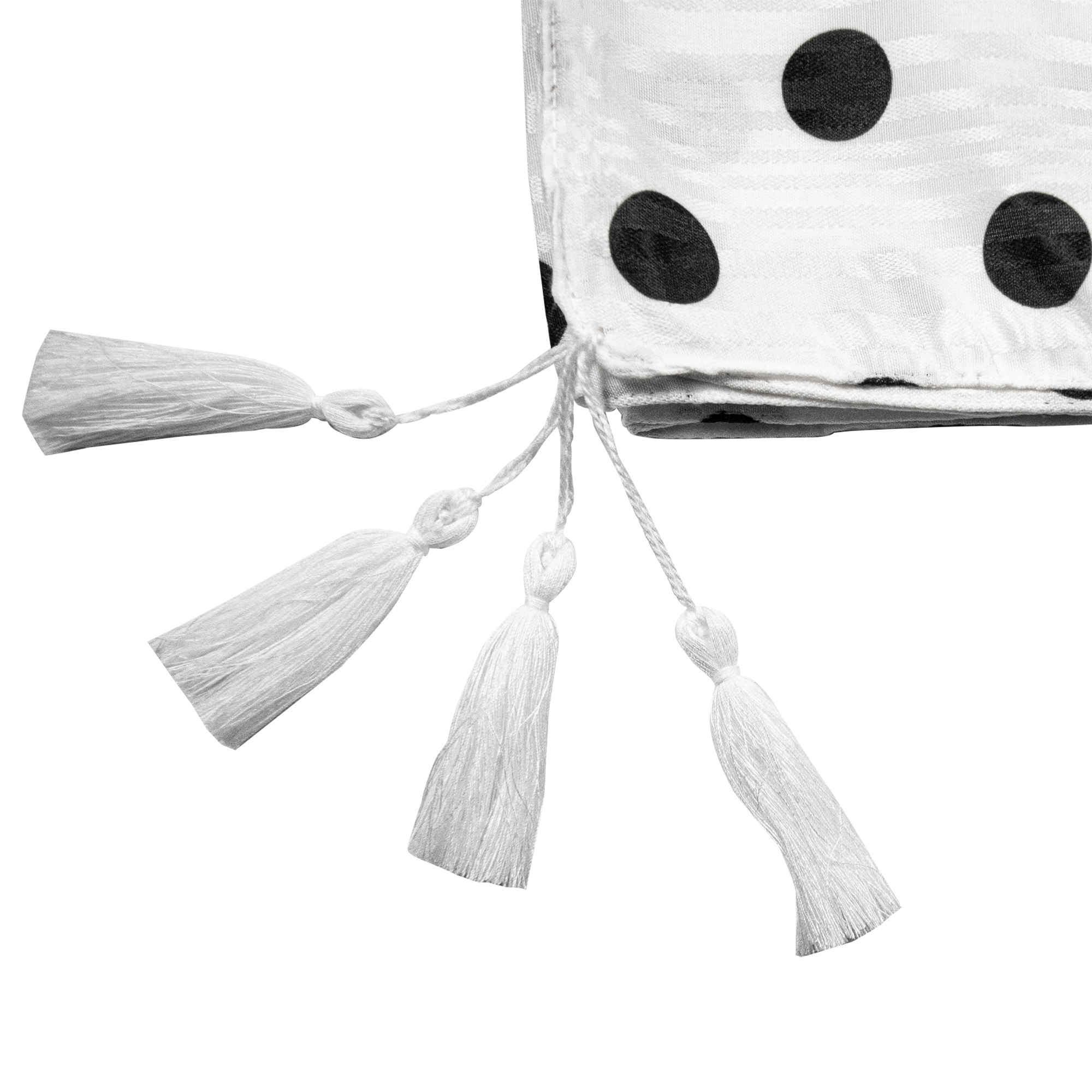 وشاح نسائي بتصميم طباعة نقاط مع أهداب