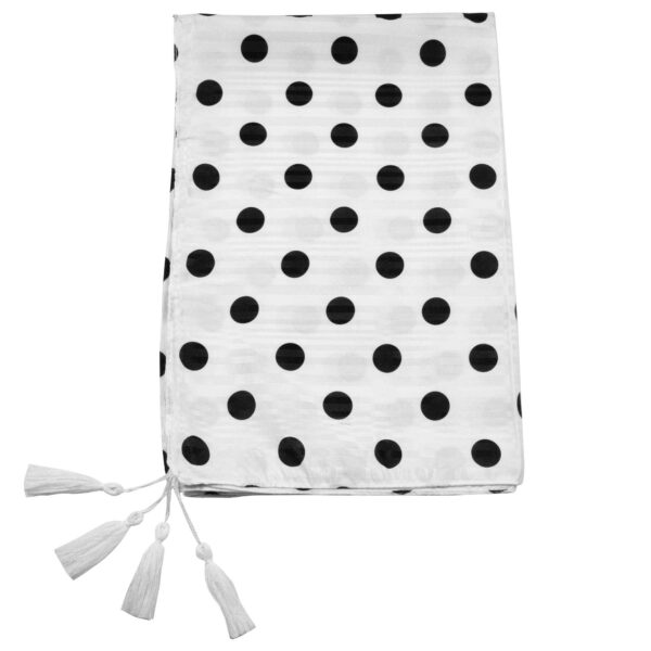 وشاح نسائي بتصميم طباعة نقاط مع أهداب