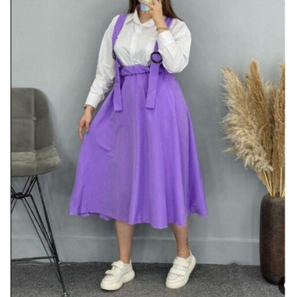 تنورة نسائية مع حمالات من ميكروفايبر باللون البنفسجي