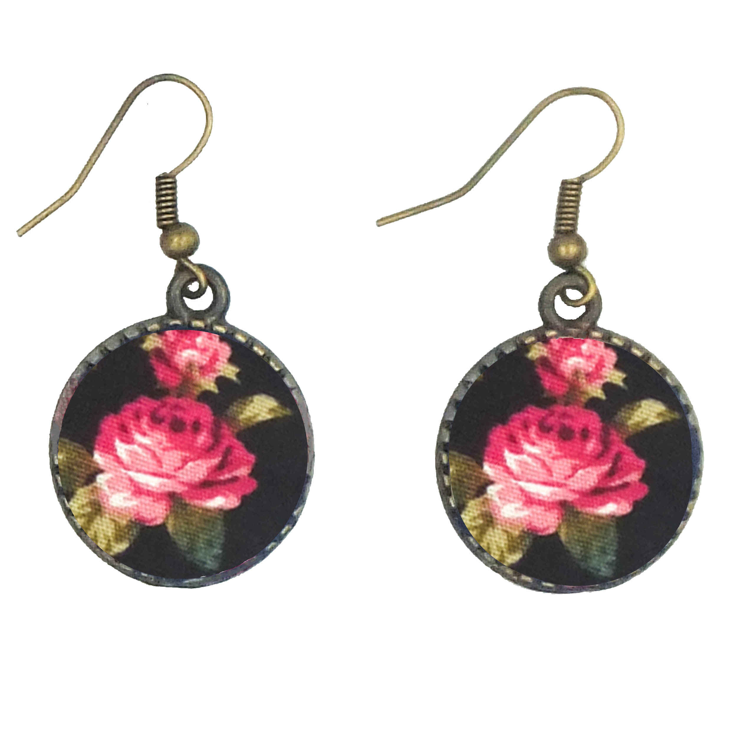 طقم شريط رأس متقاطع مزخرف بالورود وأقراط للنساء باللون الأسود