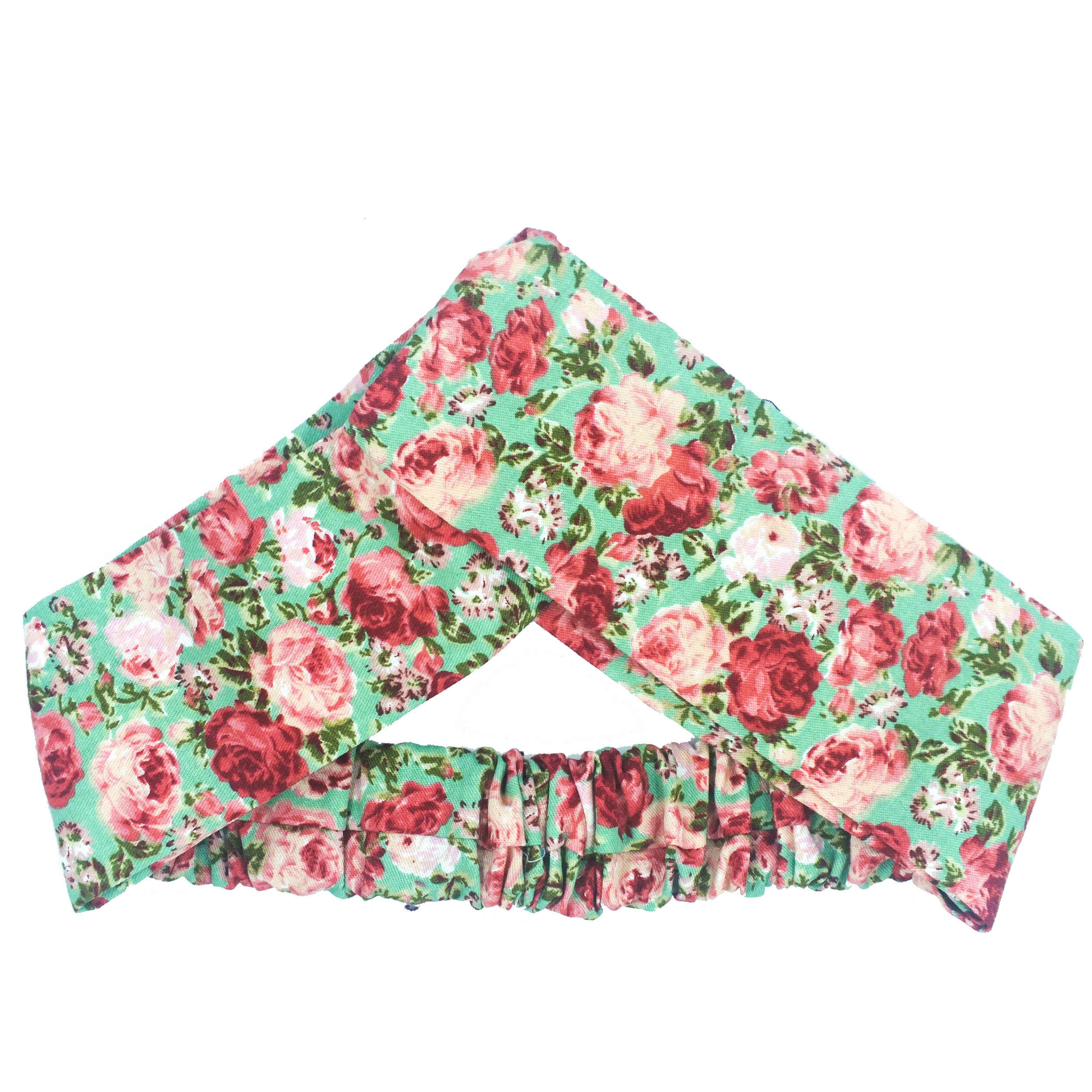 طقم شريط رأس متقاطع مزخرف بالورود وأقراط للنساء باللون الأخضر الفاتح