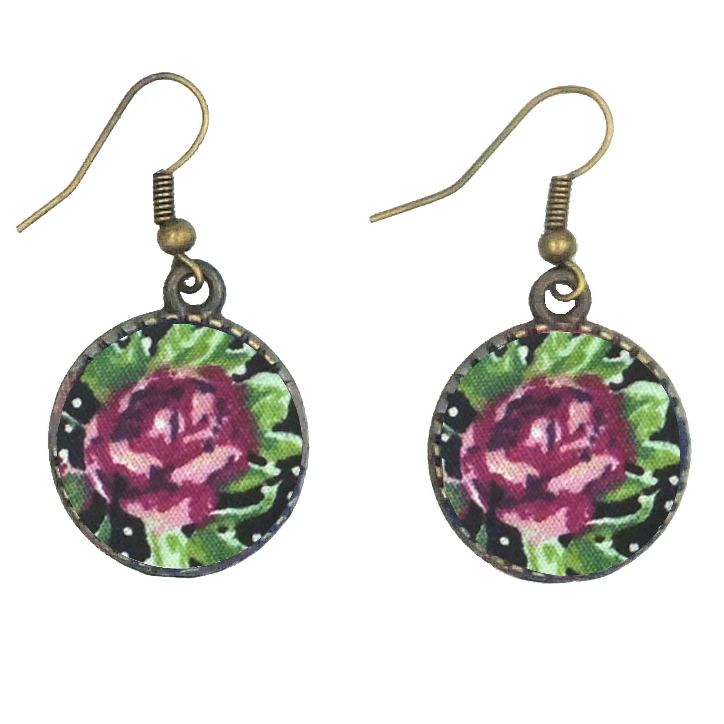 طقم شريط رأس متقاطع مزخرف بالورود بنقاط البولكا وأقراط للنساء