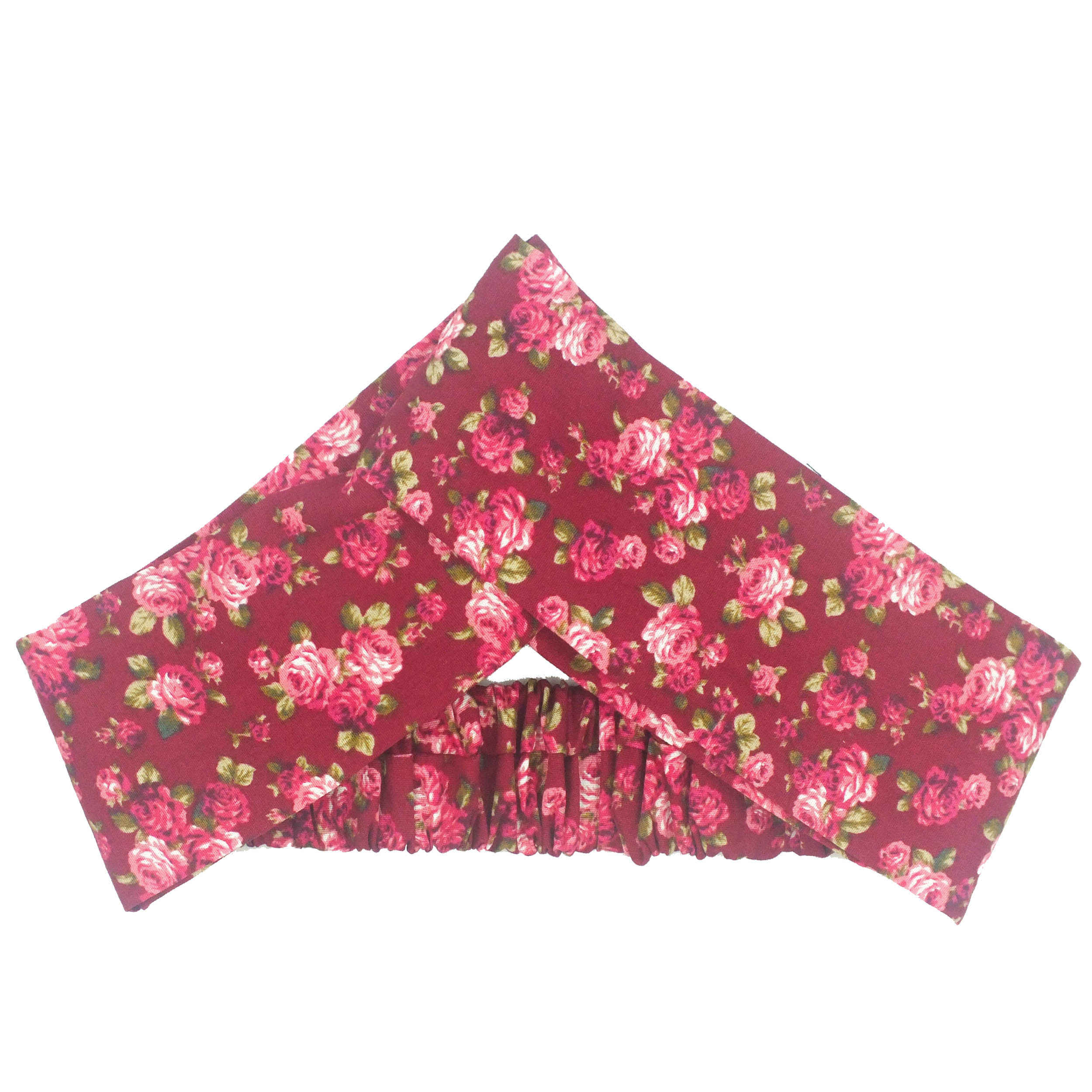 طقم شريط رأس متقاطع مزخرف بالورود وأقراط للنساء باللون الأحمر