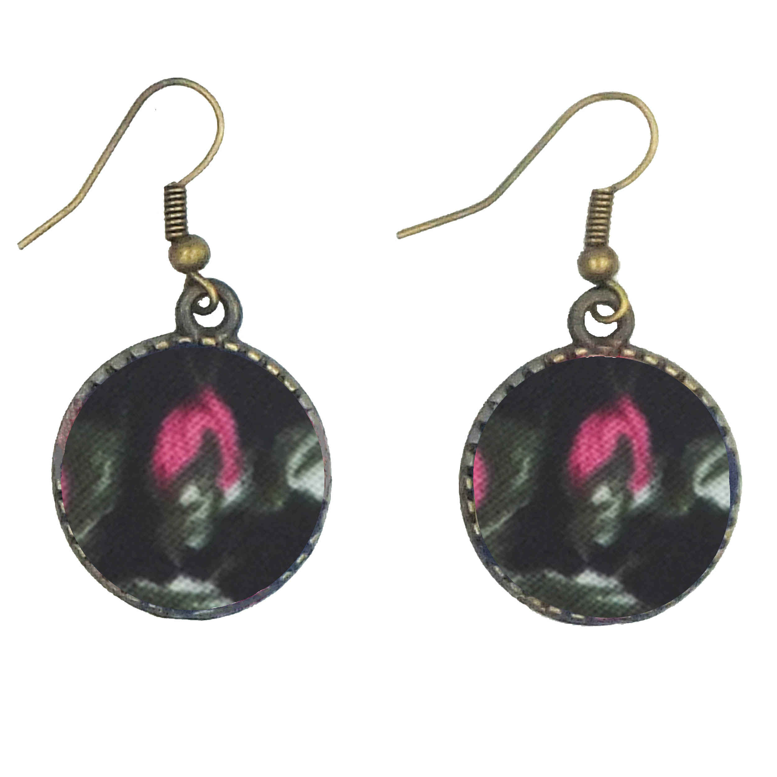 طقم شريط رأس متقاطع مزخرف بالورود وأقراط للنساء باللون الوردي والأسود