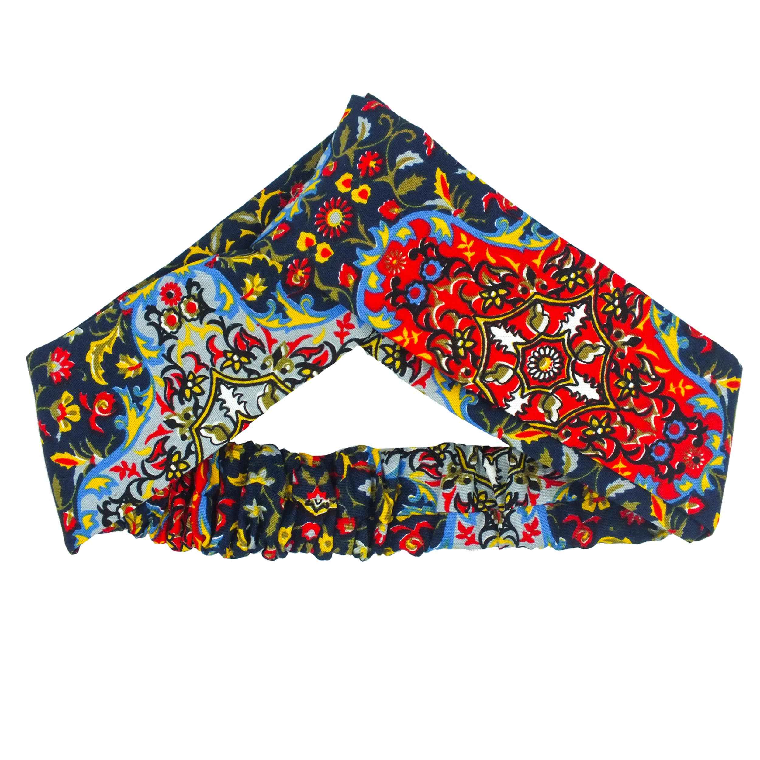 طقم شريط رأس متقاطع مزخرف بالورود بأسلوب تقليدي وأقراط للنساء