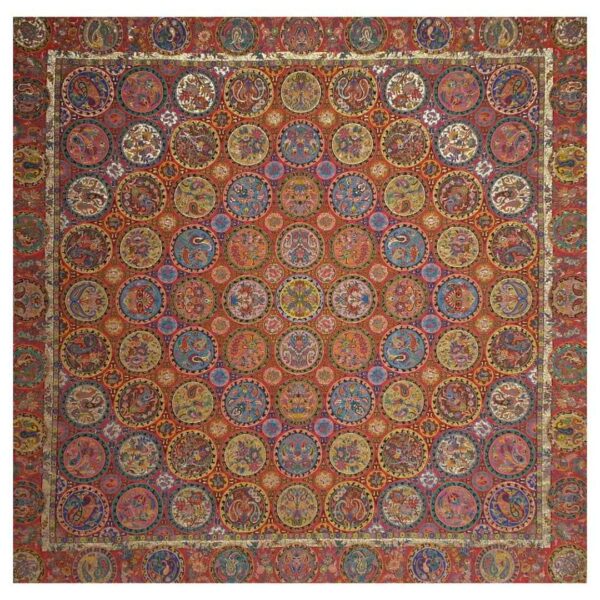 غطاء طاولة تيرمه يزد فاخر بنقشة زهرية هفت خان الثاني