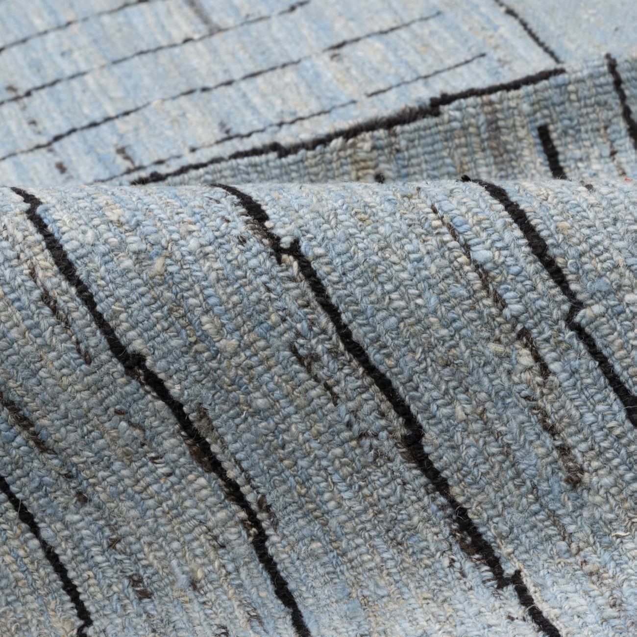 سجاد كليم إيراني من الصوف منسوج يدويًا بخطوط رمادي في فارس