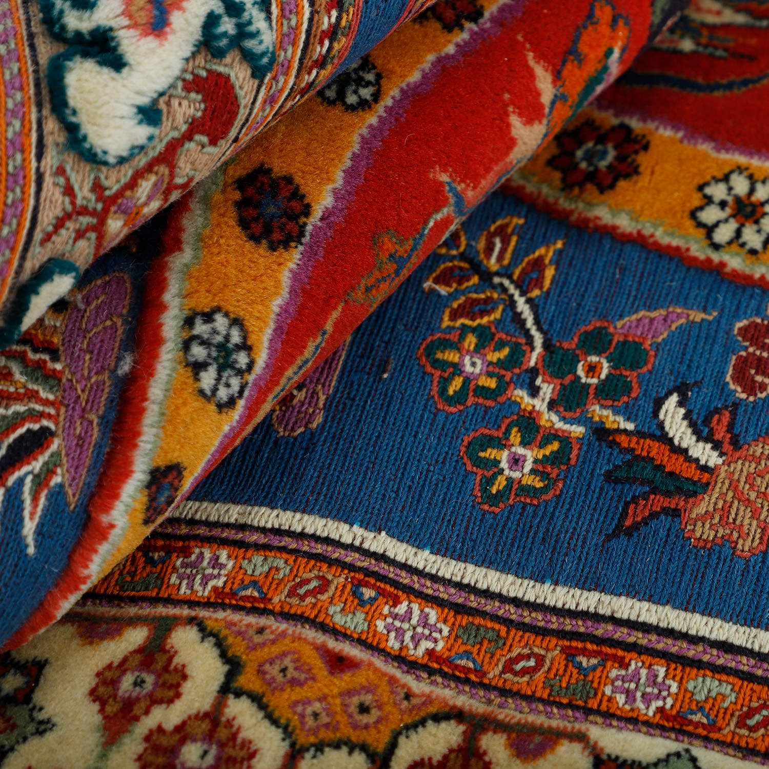 سجاد كليم إيراني من الصوف مصنوعة يدويًا بنقش بيزلي مع طيور في سيرجان