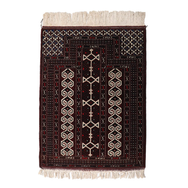 سجادة صوف إيرانية معقودة يدويًا بتصميم تركمن بلون ماهوغاني - جولستان
