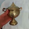 وعاء سكر نحاسي إيراني مصنوع يدويًا مع غطاء - تقليدي مطرز