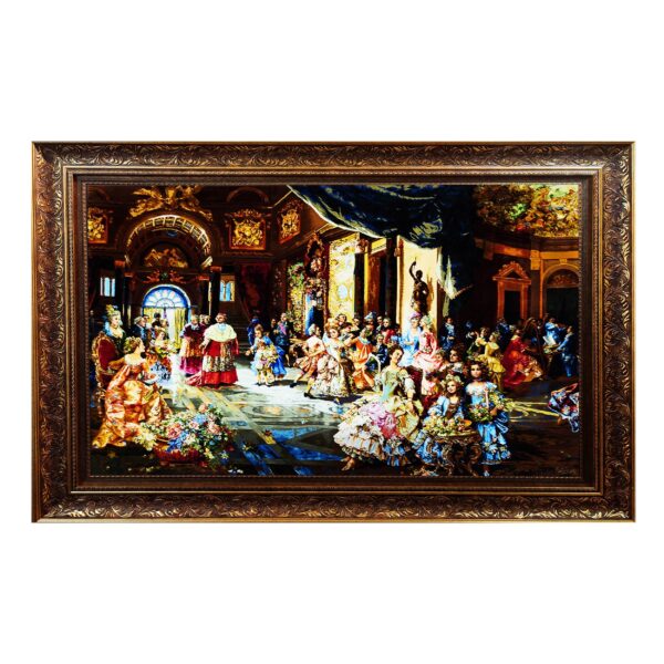 سجادة إيرانية تصويرية محبوكة يدويًا من تبريز تصور "عرض ممتع" لسيزاري أوغوستي ديتي