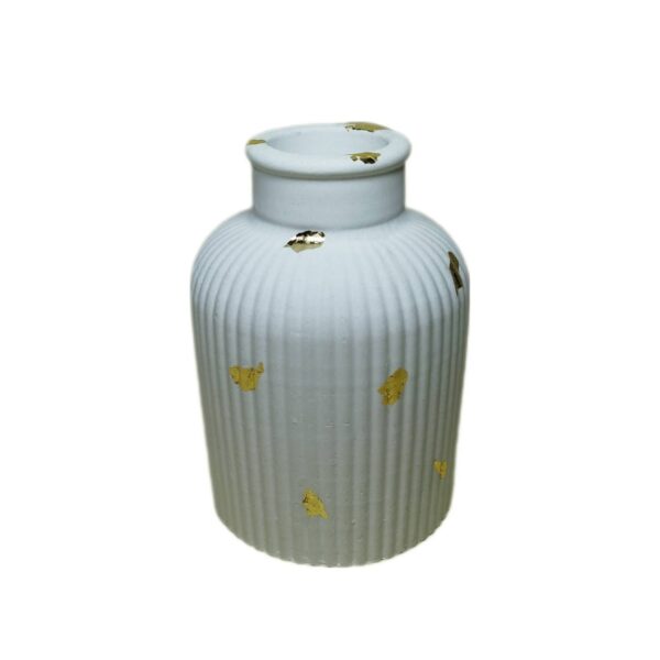 مزهرية خرسانية بالراتنج مصنوعة يدويًا باللون الأبيض