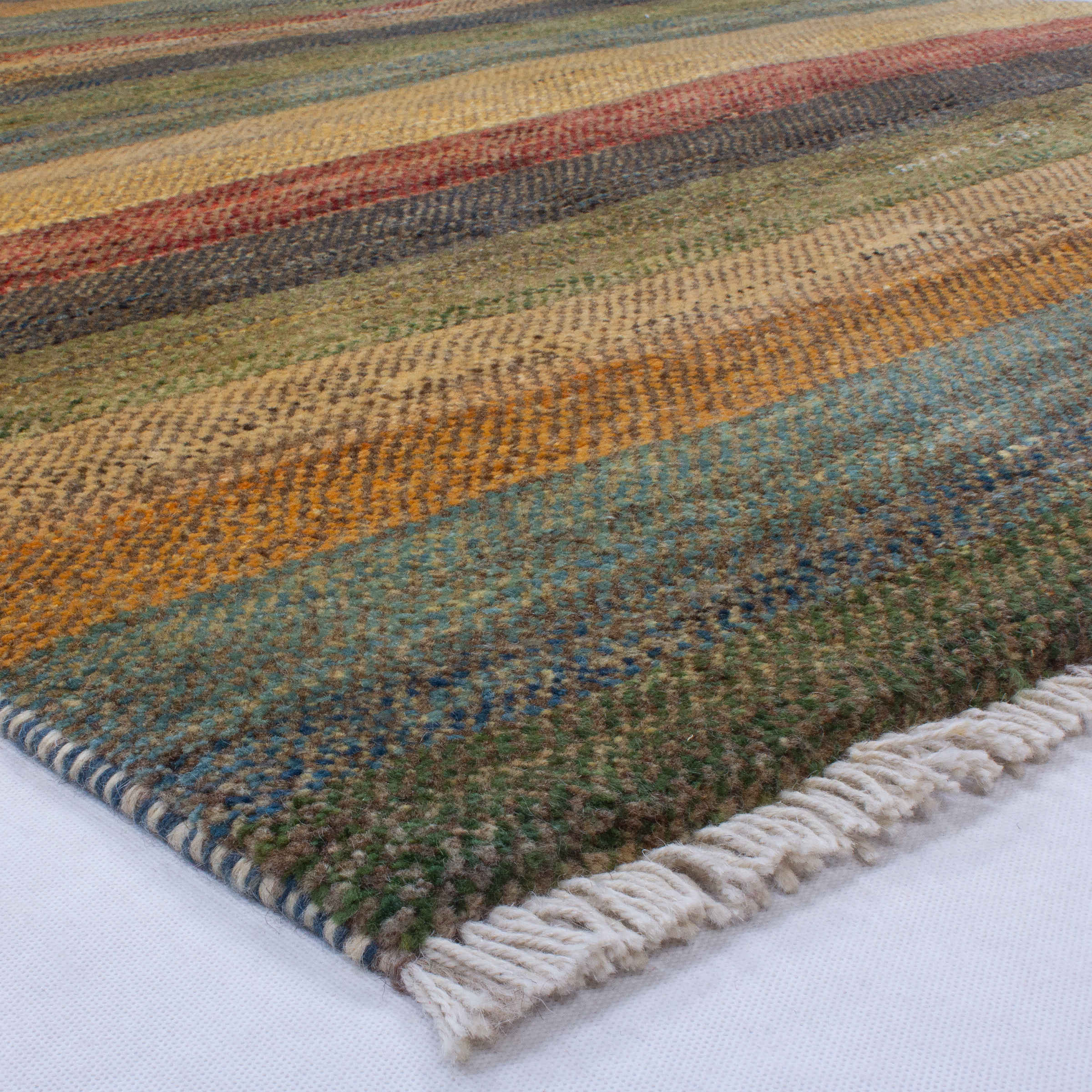 سجاد جابيه إيراني أصلي من الصوف محبوك يدويًا برموز مخطط أخضر