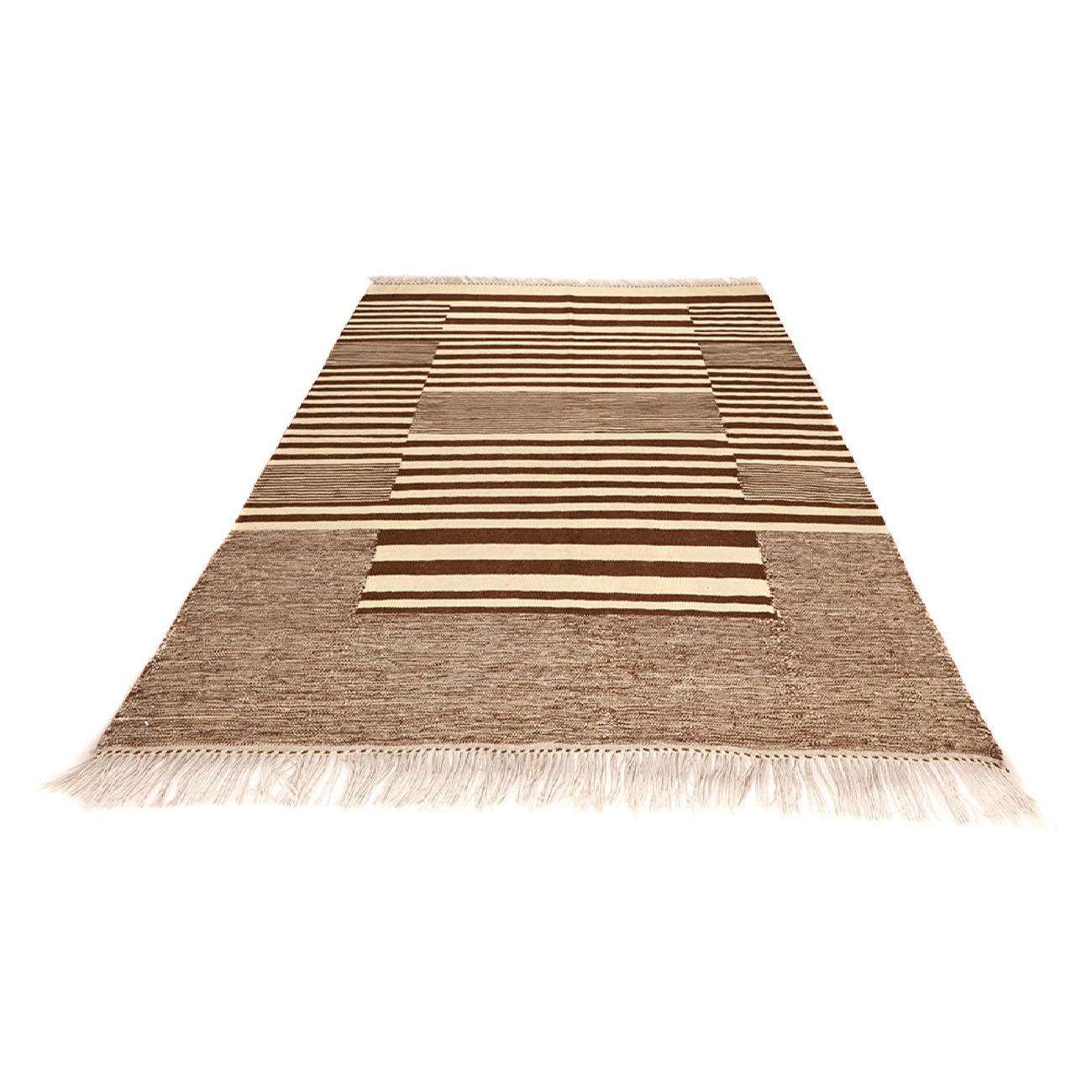 سجاد كليم إيراني من الصوف منسوج يدويًا بخطوط كريم في اصفهان