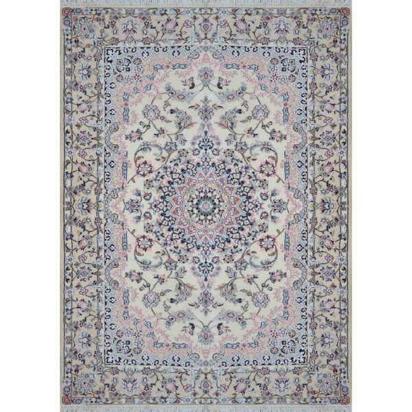 سجادة إيرانية أصلية من مزيج الحرير والصوف معقودة يدويًا بتصميم لچك تورانج - نائين