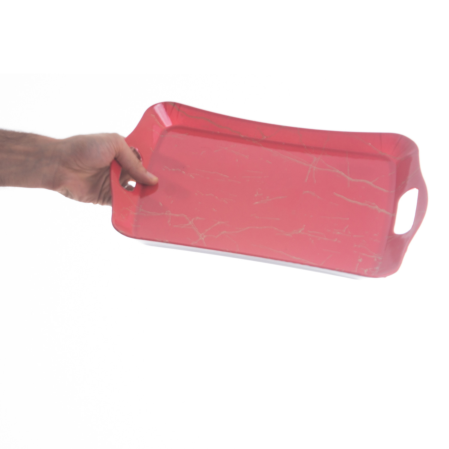 صينية ميلامين خفيفة الوزن ومقاومة للكسر بتصميم رخامي