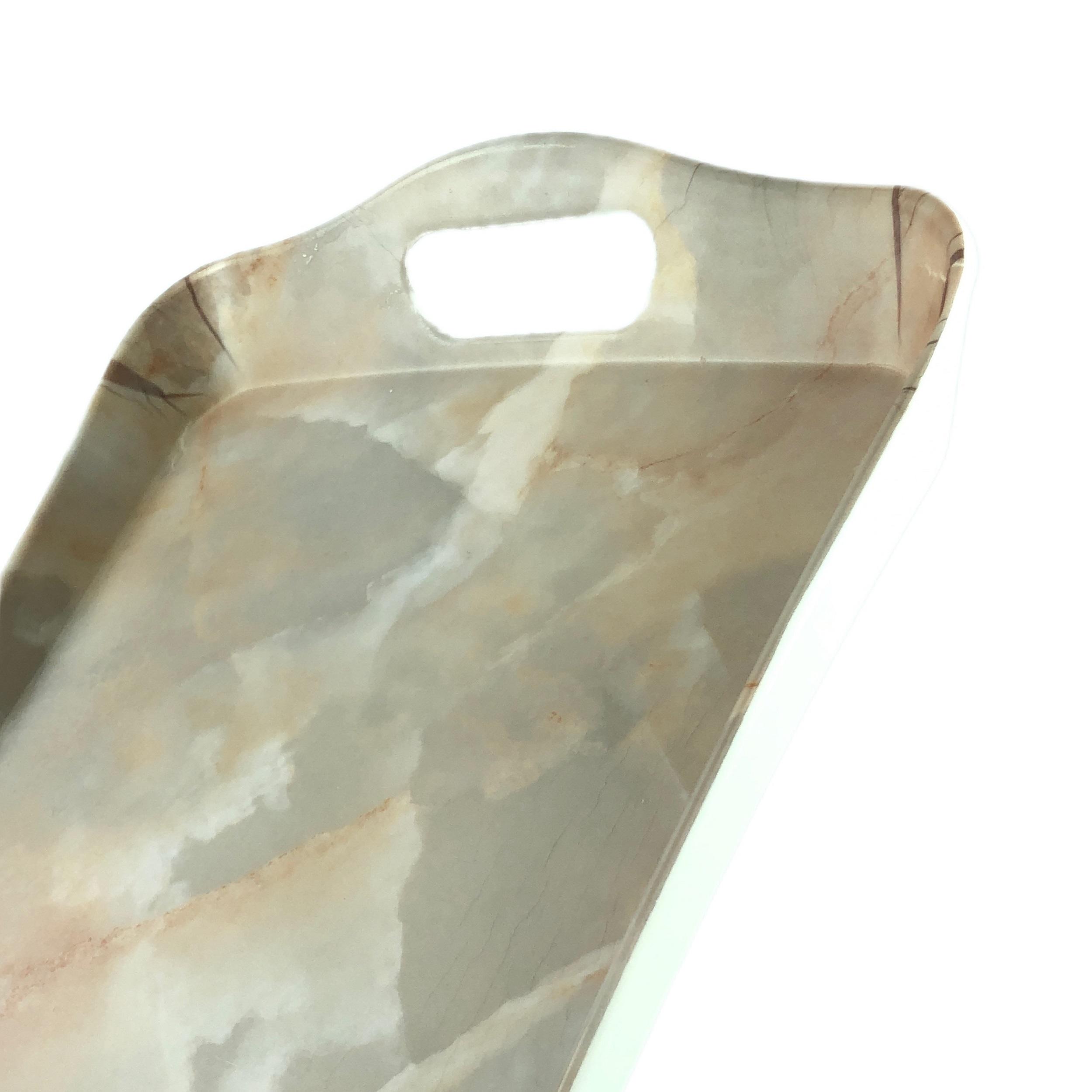 صينية ميلامين خفيفة الوزن ومتينة بتصميم رخامي