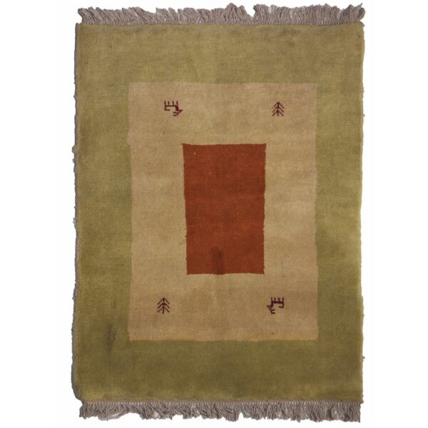 سجاد جابيه إيراني أصلي من الصوف محبوك يدويًا في فارس الأخضر اليشمي