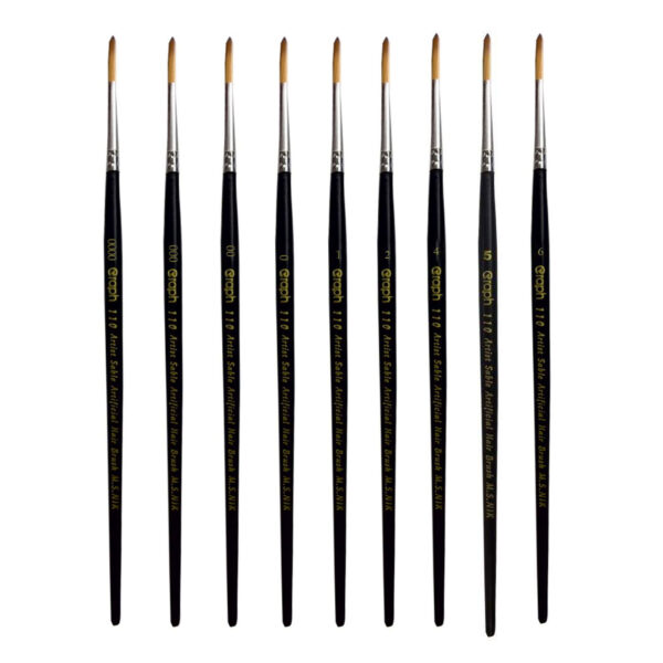 مجموعة فرش رسم 10 قطع بشعيرات دائرية للألوان المائية والأكريليك والغواش