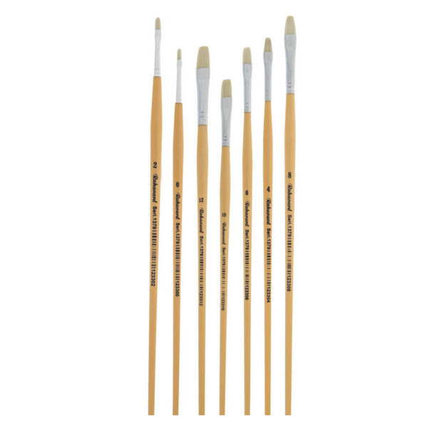 مجموعة فرش رسم 7 قطع بشعيرات مسطحة للألوان المائية والأكريليك والغواش