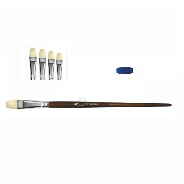 مجموعة فرش رسم 9 قطع بشعيرات مسطحة طبيعية ومقابض خشبية