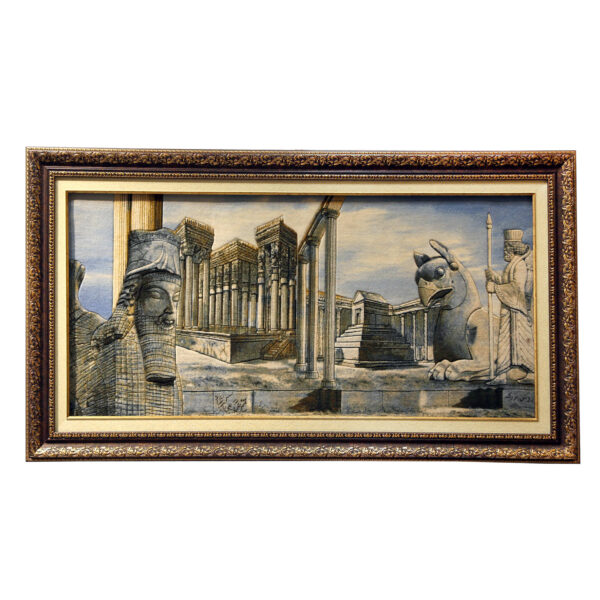 سجادة إيرانية تصويرية محبوكة يدويًا من تبريز تصور برسبوليس