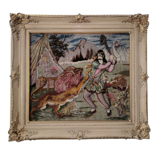 سجادة إيرانية تصويرية محبوكة يدويًا تصور بهرام جور