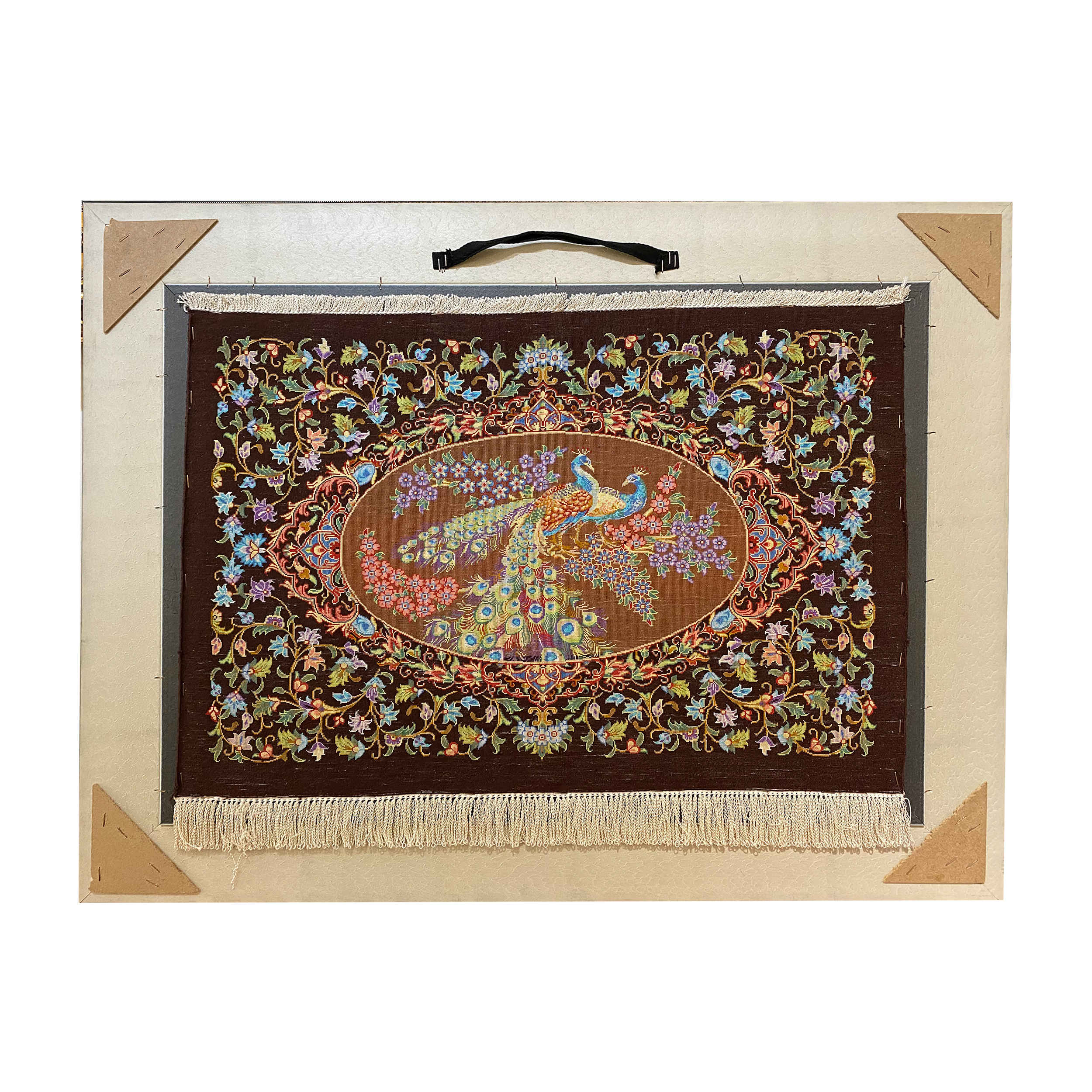 سجادة إيرانية تصويرية محبوكة يدويًا من قم تصور الطاووس