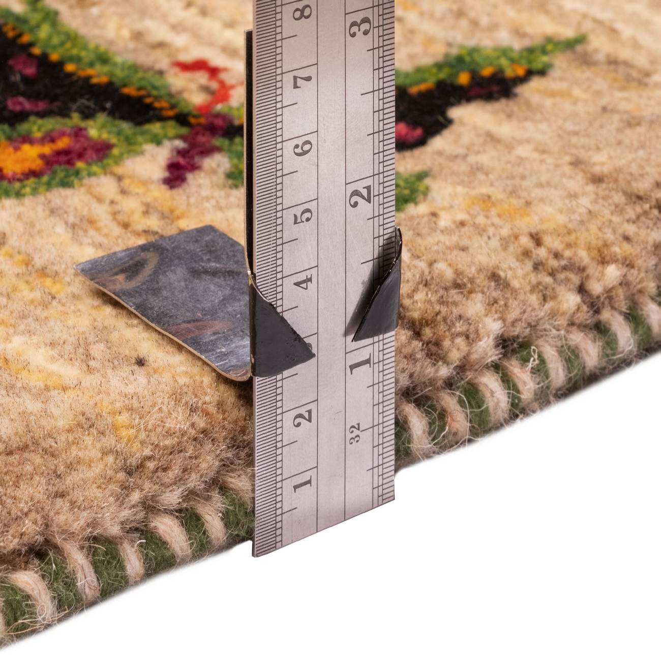 سجاد جابيه إيراني من الصوف محبوك يدويًا في فارس فراشة كريمي