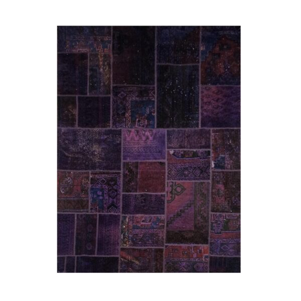 سجادة مرقعة إيرانية قديمة محبوكة يدويًا بنمط بنفسجي